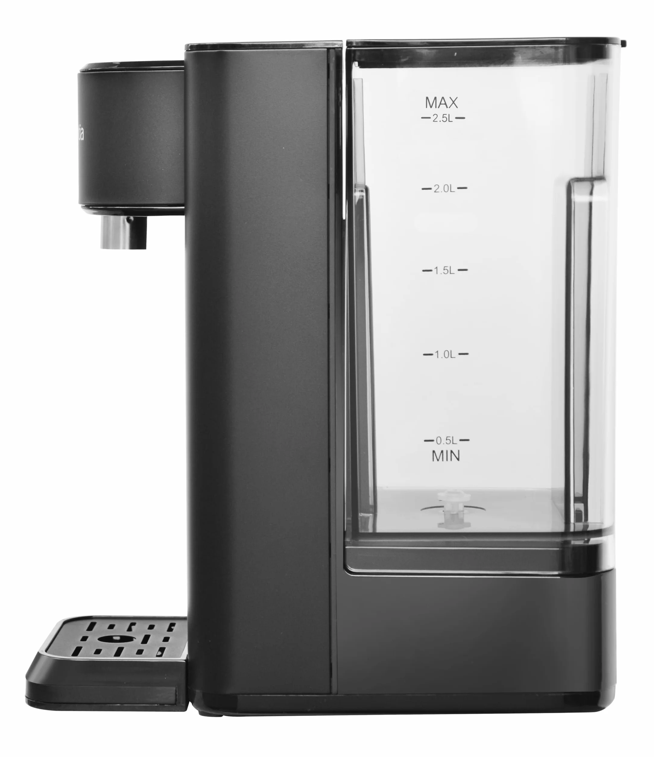 Brabantia Dispensador de agua caliente, depósito de 2.5 litros, 100℃, Depósito de agua desmontable, hervidor instantáneo, negro, BBEK1103