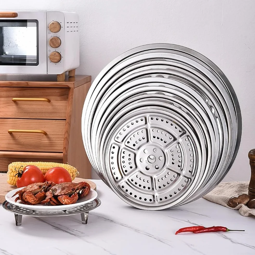 Bandeja de vapor de acero inoxidable 304, redonda para cocinar al vapor, 29 cm
