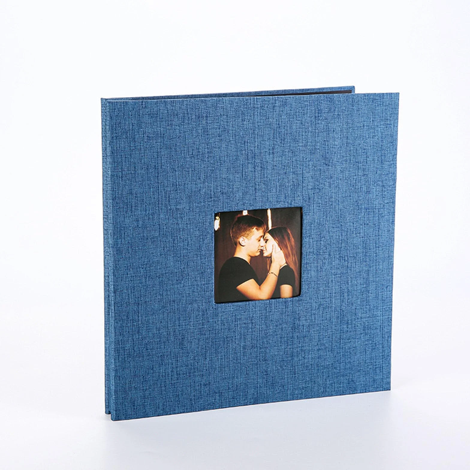 Álbum de fotos adhesivo con cubierta de lino y ventana para bodas, viajes, cumpleaños, recuerdos, regalo de 40 páginas