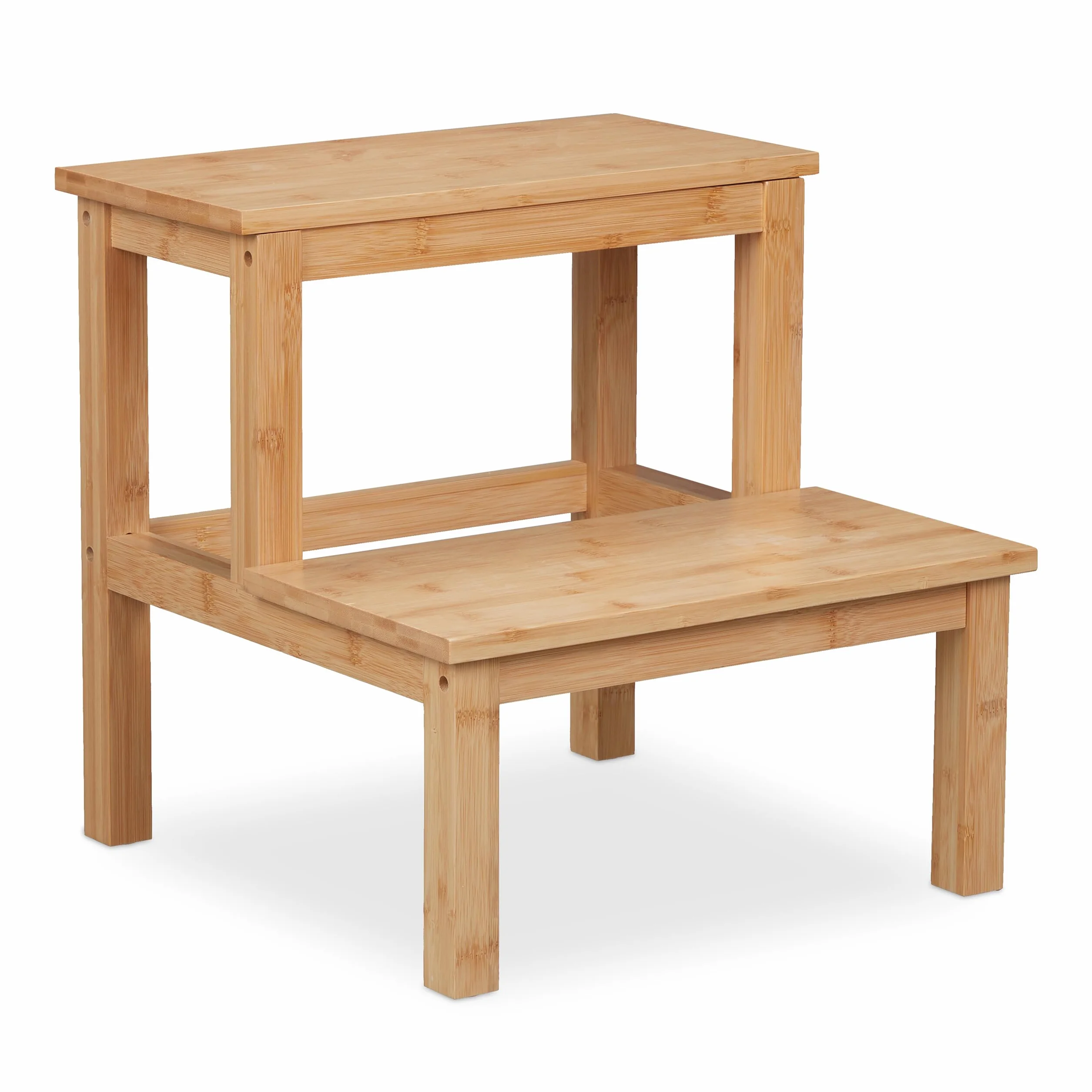 Relaxdays Taburete 2 Escalones Bambú 100 kg 40 x 40 x 40,5 cm Natural