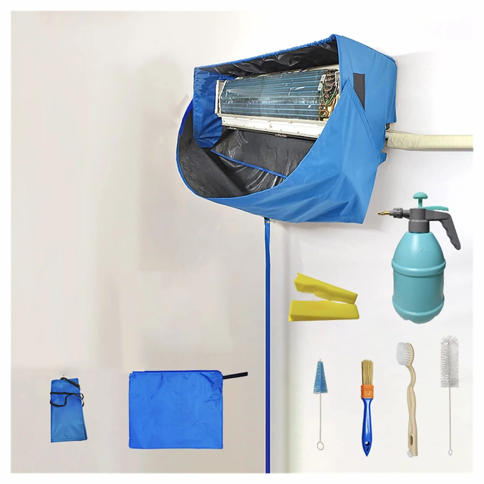 Funda impermeable para aire acondicionado con kit de limpieza, pistola de agua de alta presión y bolsa de limpieza para lavado de polvo, para un mantenimiento y protección eficientes