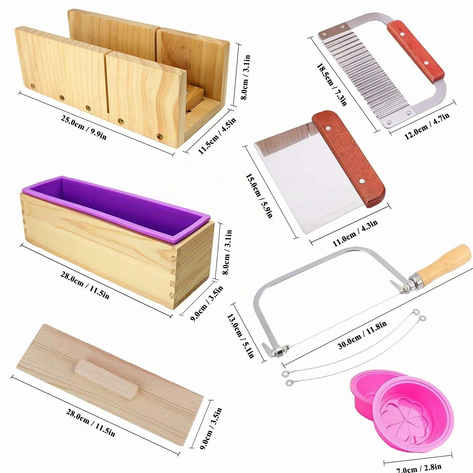 Jabón Cortador DIY Herramienta para Hacer Jabón Hecho a Mano - Ajustable Herramientas de Corte de Jabón de Madera Caja - Multifuncional Recta de Jabón de Herramientas de Rebanador #8