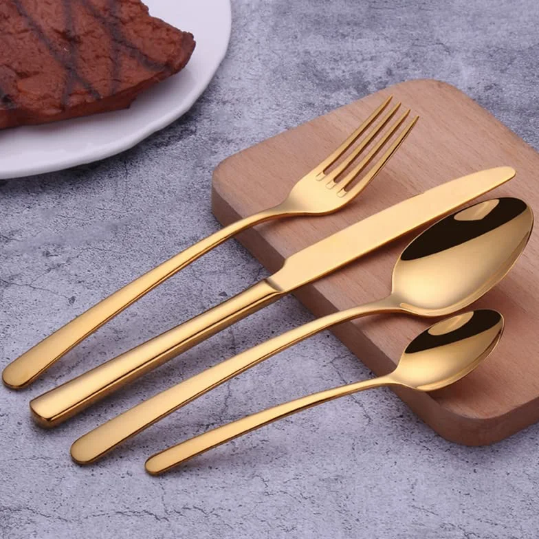 Juego De Vajilla De Acero Inoxidable, Vajilla Pulida A Espejo, Acero Inoxidable De Grado Alimenticio, Diseño De Mango Ergonómico, Vajilla De Banquete Multifuncional (A)