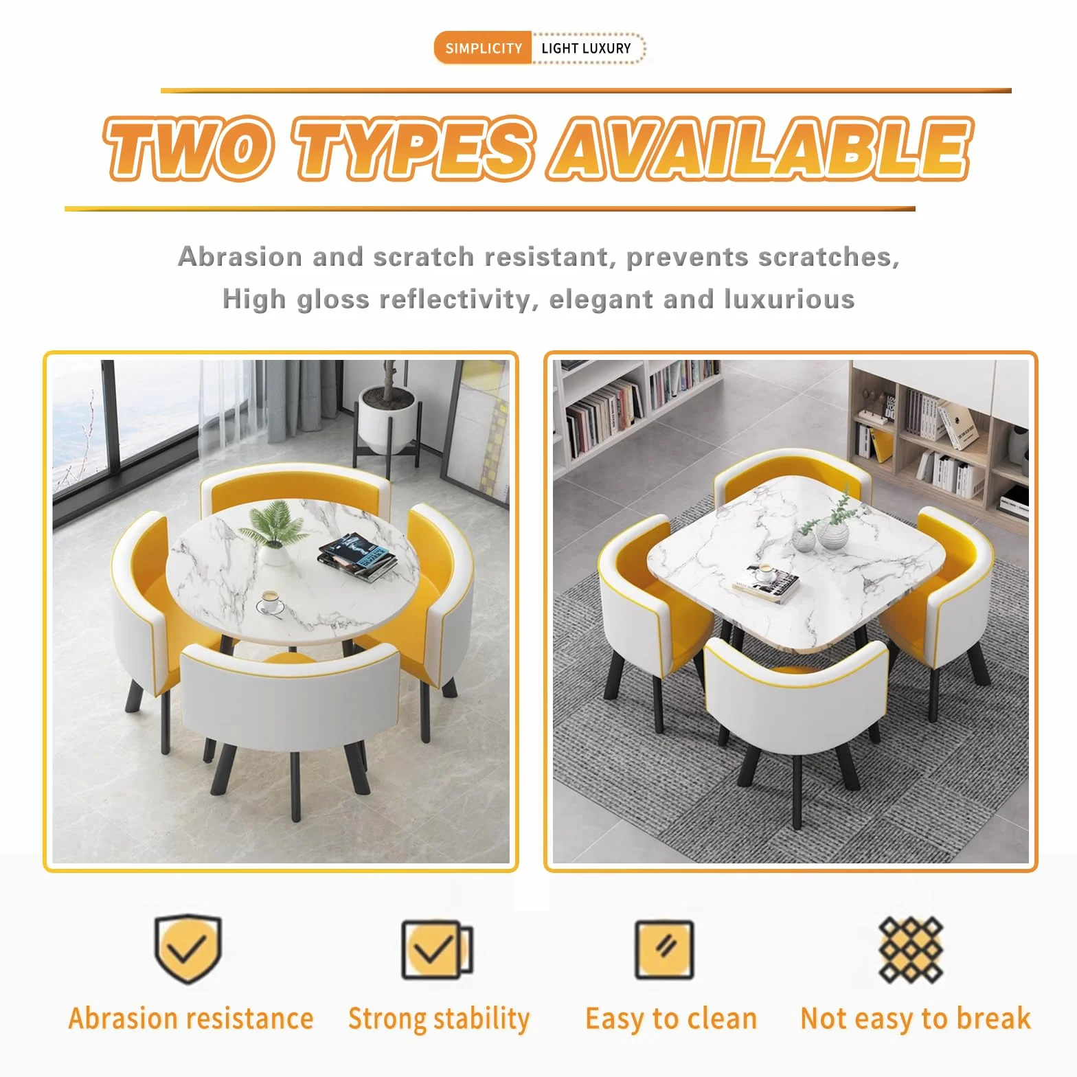 Moderno juego de mesa redonda para conferencias, mesa de comedor con sillas, muebles de cocina elegantes para cena, 80 x 75 cm, perfecto para el hogar y la oficina