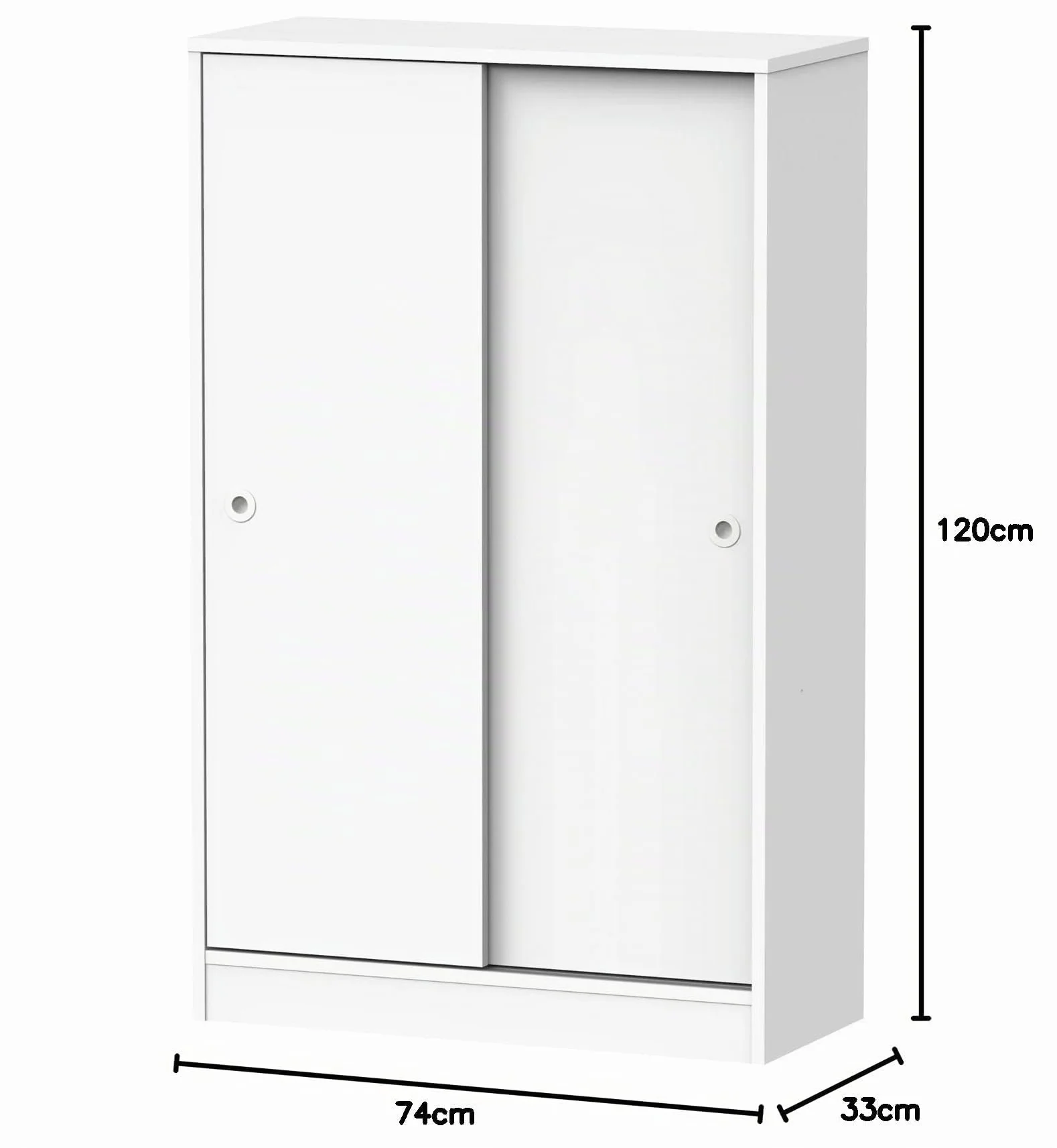 MUEBLES PITARCH Armario Bajo Auxiliar Tibet Color Blanco Soft 2 Puertas 2 Estantes Almacenaje Mueble 120x74x33 cm