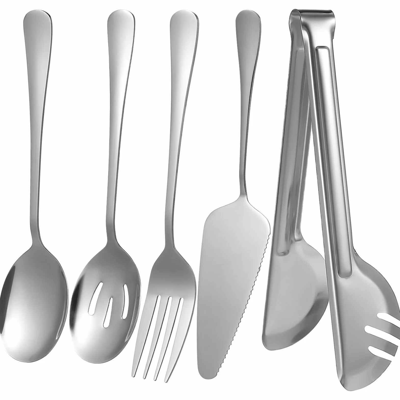 Utensilios de Acero Inoxidable para Servir Incluye Pinzas y Servidor de Pizza Resistente y Fácil de Limpiar para Fiestas Buffet y Reuniones Familiares
