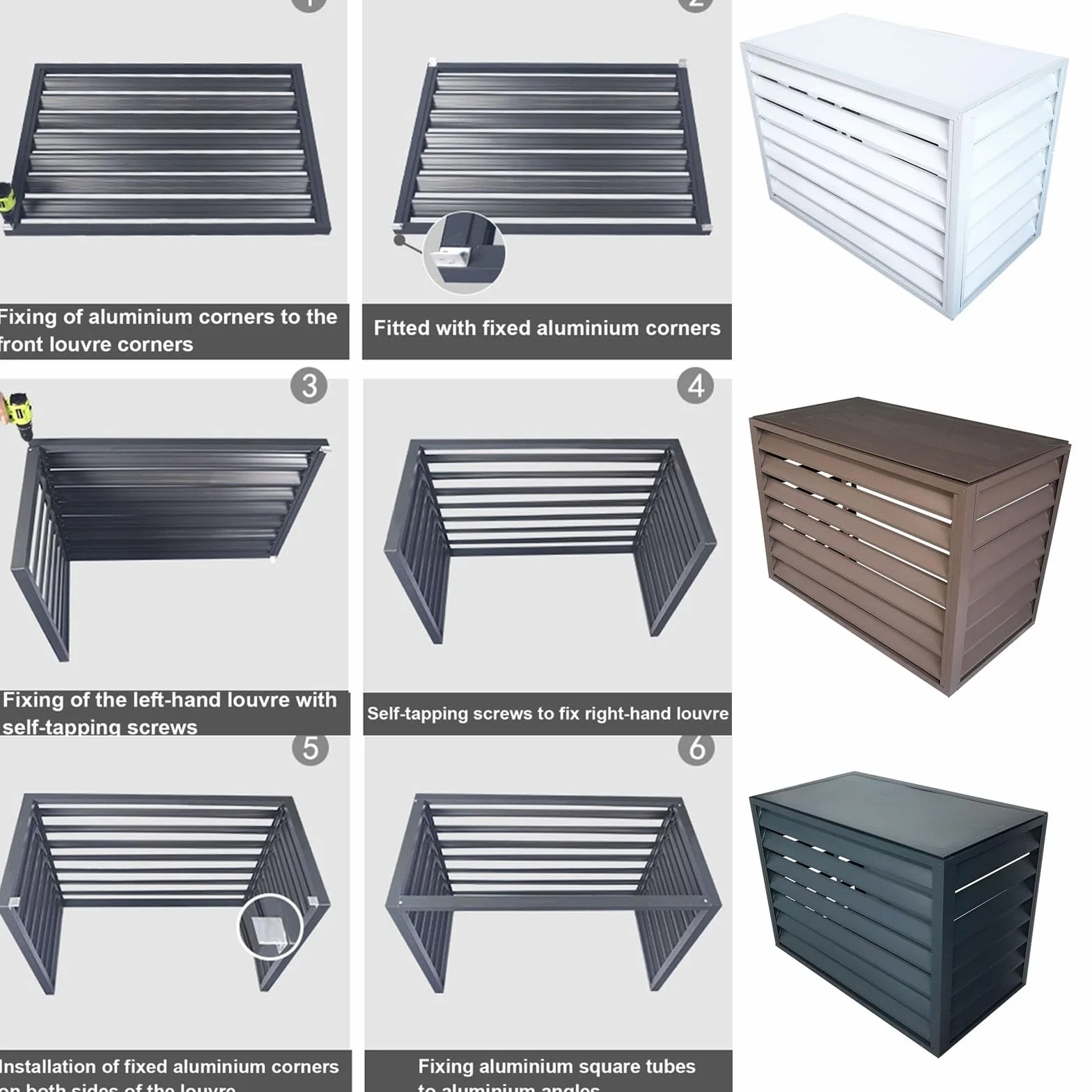 Cubierta de aluminio para unidad de aire acondicionado al aire libre, protector duradero para bomba de calor, elegante valla para ocultar la protección resistente a la intemperie para uso en