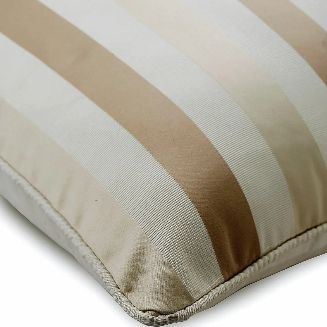 The HomeCentric Funda de Almohada Decorativa Beige Raya Beige Y Marfil Seda 60 x 60 cm Beige, Funda de cojin Hecha a Mano Seda Jacquard - Striped with Beige