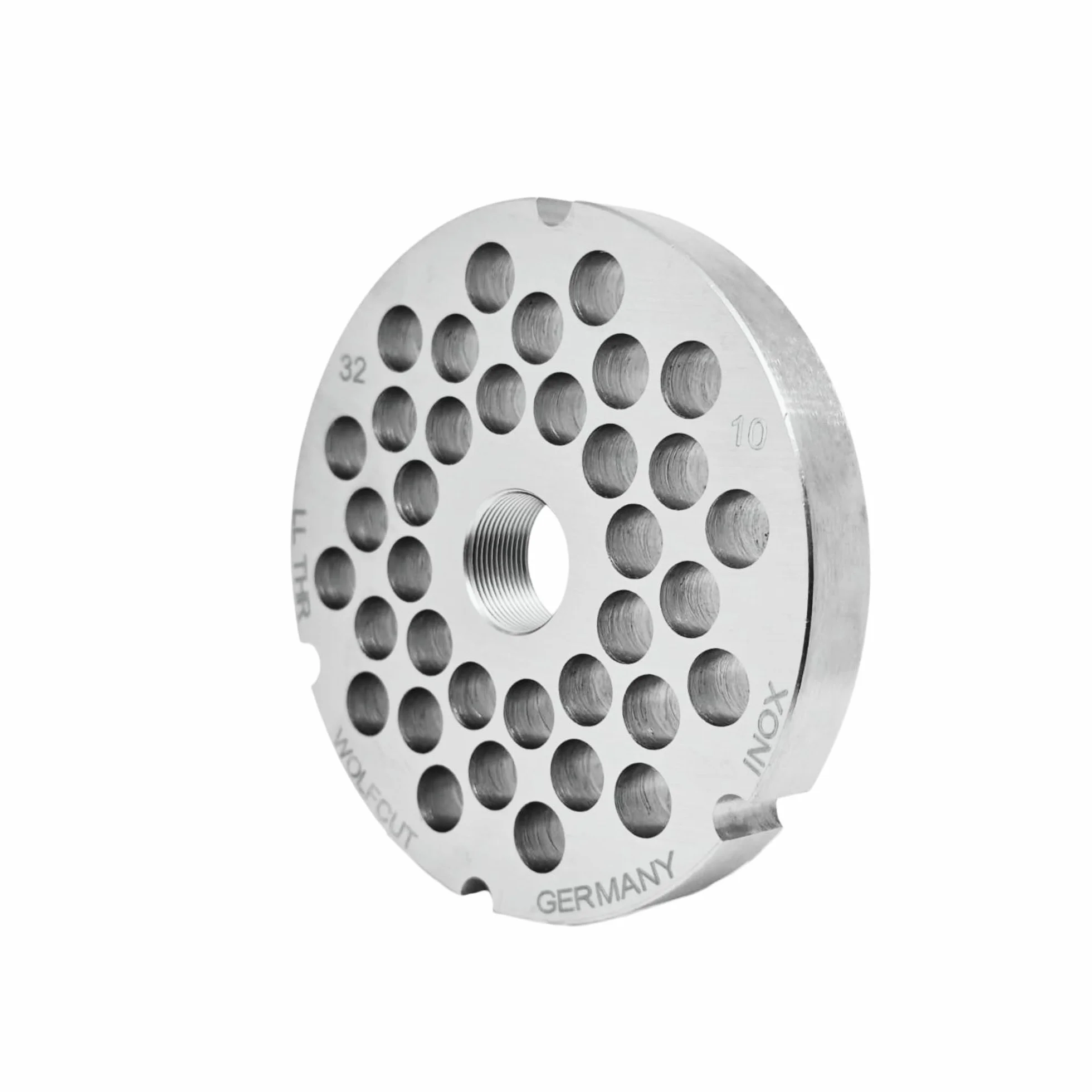 Wolfcut Cuchillas para picadora de carne Inox Longlife con 4 ranuras y rosca – Reemplazo/compatible con picadora Bizerba FW-N32 tamaños 32 – 10,0 mm
