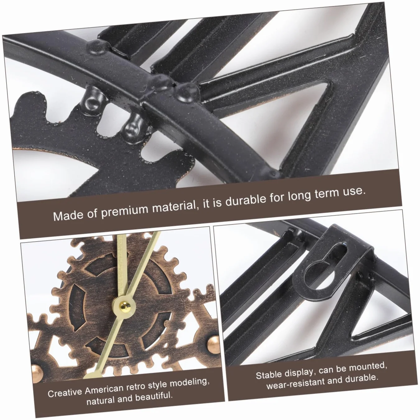Cabilock Reloj de Pared Redondo de Estilo Industrial, Colgante Sencillo para Ambientes de Sala, Alojamientos y Cafeterías