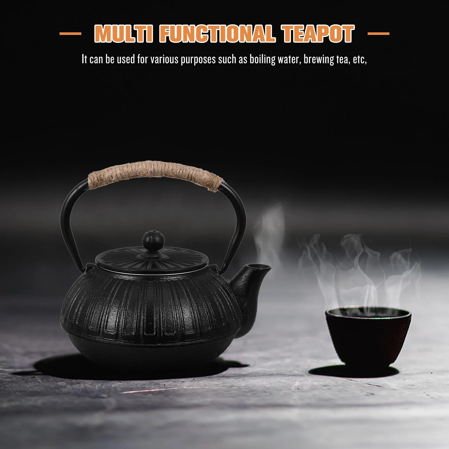 Tetera de Hierro Fundido de Estilo Japonés Infusor para Preparar Té, Capacidad 600ml, Diseño Elegante y Multifuncional Adecuado para Cocina y Compartir en Familia