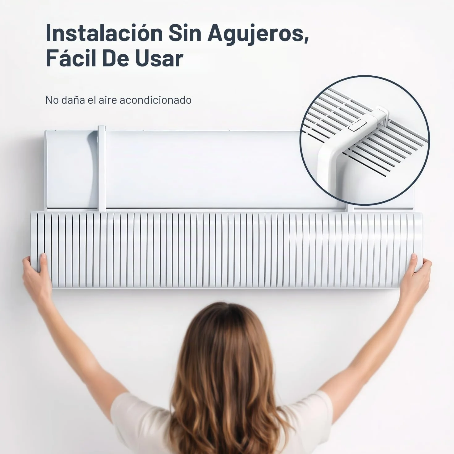Deflector Aire Acondicionado Split Universal Anti-Soplo con Rejilla Ajustable 180°