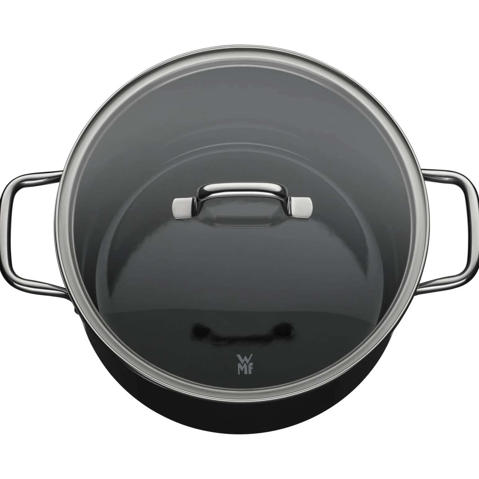 WMF Fusiontec Essential - Olla grande, 24 cm, tapa de cristal, olla de inducción, 6,4 L, cerámica de alta tecnología, resistente a los arañazos, sin revestimiento, color negro, fabricado en Alemania