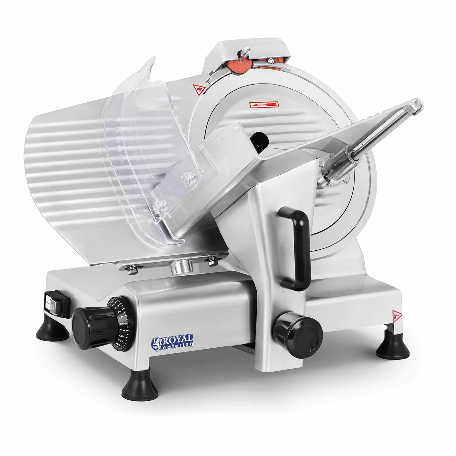 Royal Catering Cortafiambres Cortador De Fiambres Para Carnicería RCAM-300PRO (Cuchilla: Ø 300 mm, Corte hasta 15 mm, 280 W, Con afilador)