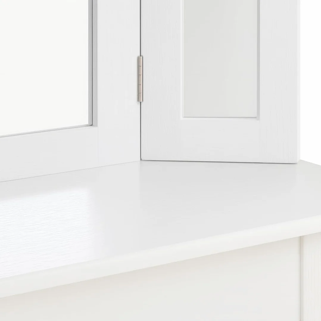 Acomoda Textil – Tocador de Madera con Espejo. Mesa de Maquillaje Blanca con Cajón Amplio y Diseño Elegante para Dormitorio. Mueble Funcional, Resistente y Versátil. (82x36x138 cm)