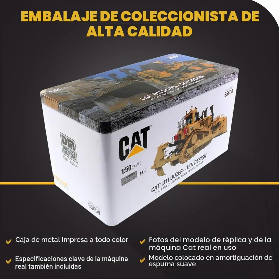 Diecast Masters 85604 - Cat D11 Fusion Track Type Tractor, Escala 1:50, a Partir de 14 años, en Caja de Lata, Ideal para coleccionistas | Caterpillar Dozer modelo réplica adulto coleccionista Die-Cast Metal Track Type Tractor vehículo de construcción