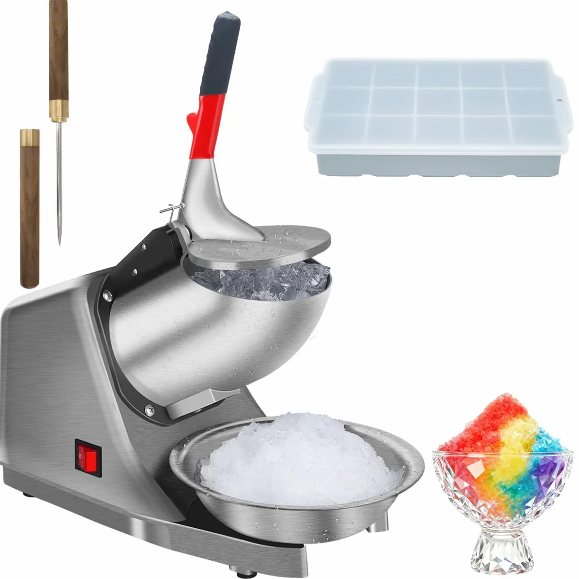 Reespring Máquina de hielo afeitado, máquina de cono de nieve con hoja de acero inoxidable