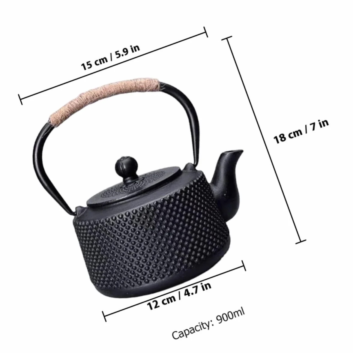 VICASKY Tetera de Hierro Fundido Clásica de 900ml Infusor para Hojas Sueltas, Ligera y Fácil de Limpiar, Adecuado para Hogares y Oficinas Estilo Vintage Japonés