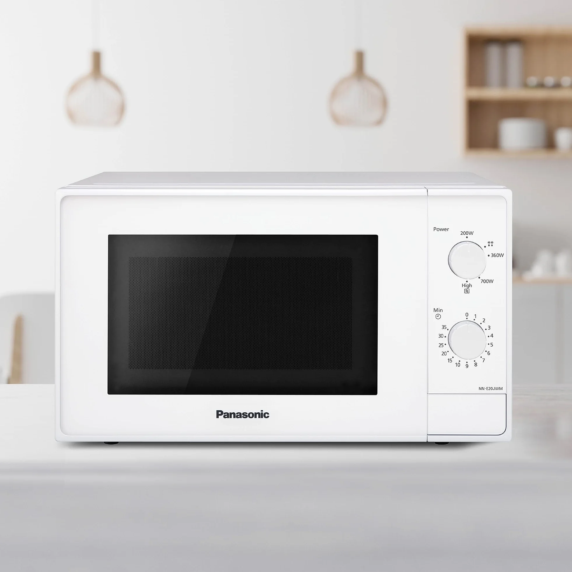 Panasonic Horno microondas 20L 800W Plato Giratorio Cristal Descongelación 5 Niveles Potencia Temporizador Blanco