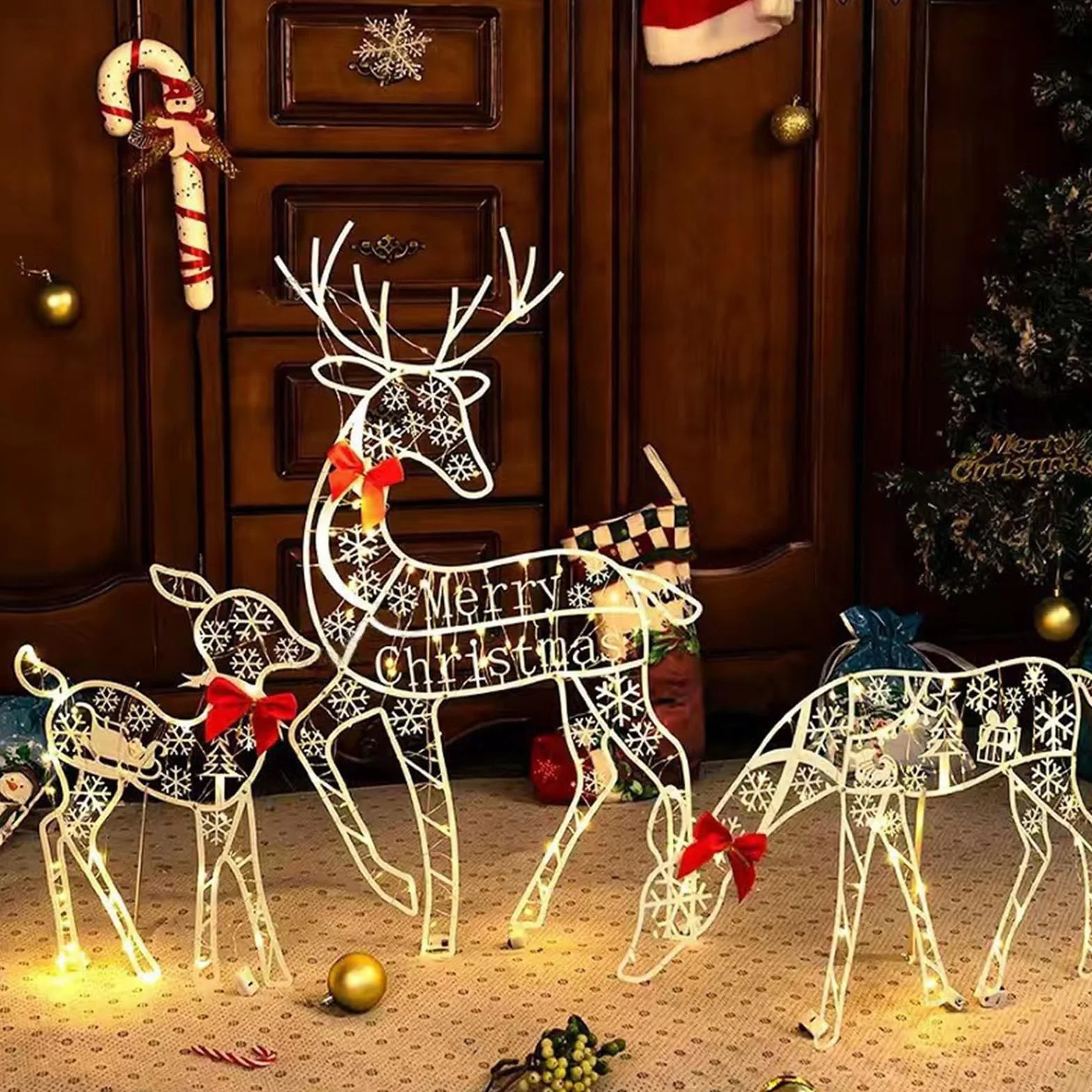 Familia De Navideños para Exteriores Decoración De Jardín Trasero | Decoración Navideña Jardín para Propietarios Planificadores de Jardín Delantero Porche Patio Césped