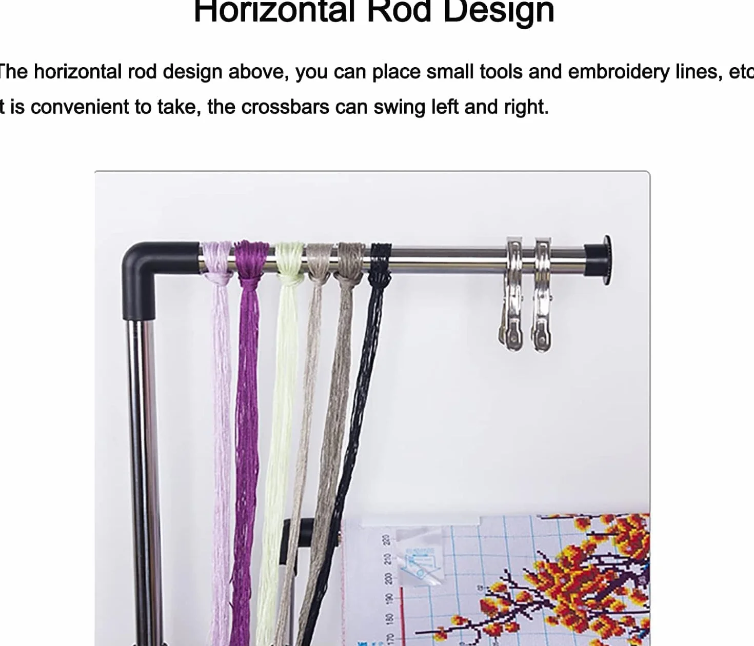 Soporte de Bordado Giratorio de 360° Ajustable con Soporte para Bastidor Grande: Soporte de Punto de Cruz de Altura Regulable, Adecuado para Manualidades de Costura (55 cm).