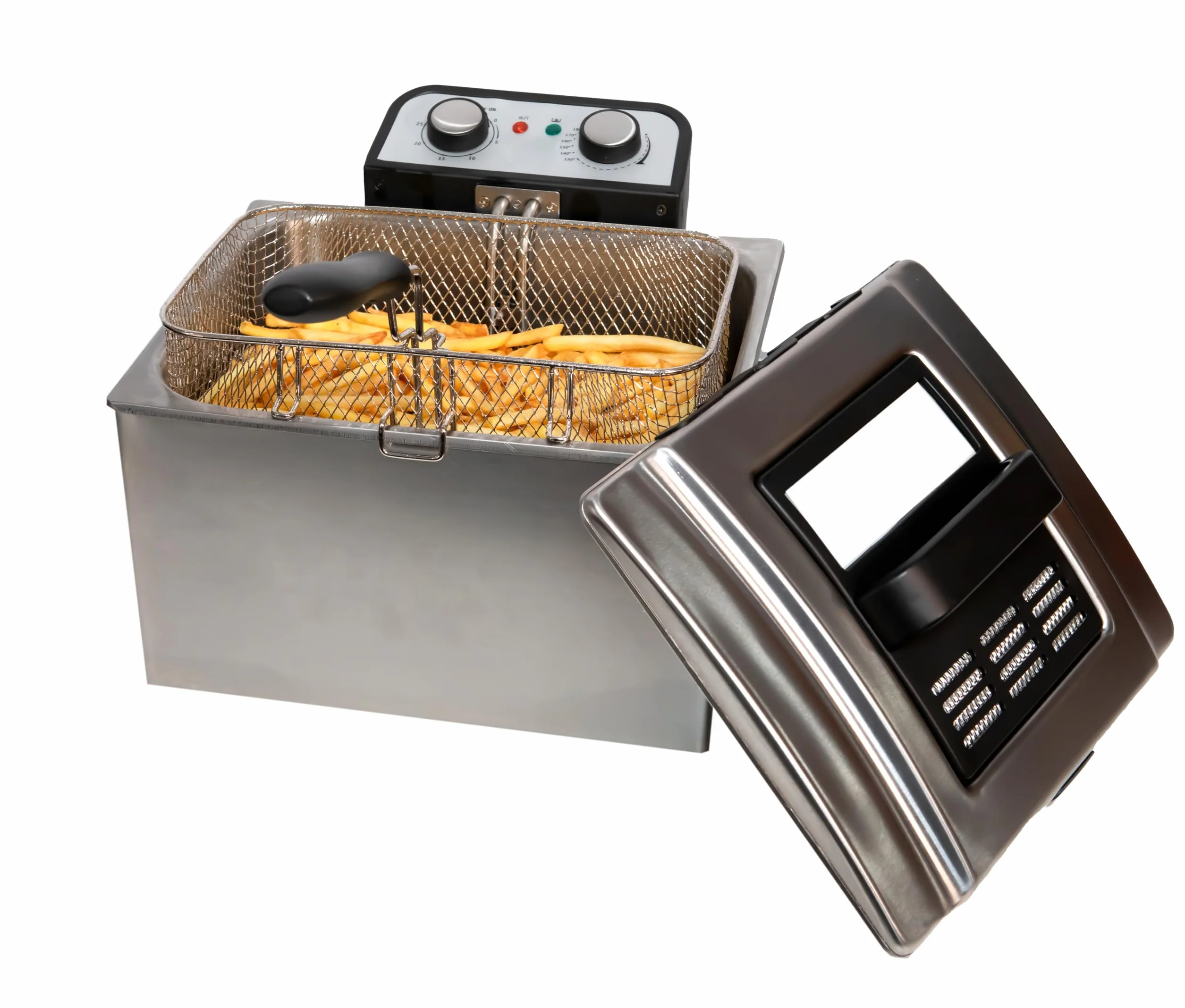 FREIDORA ELECTRICA 5L 3000W PROFESIONAL 3 CESTAS INCLUIDAS TERMOSTATO DE TEMPERATURA DESMONTABLE ACERO INOXIDABLE