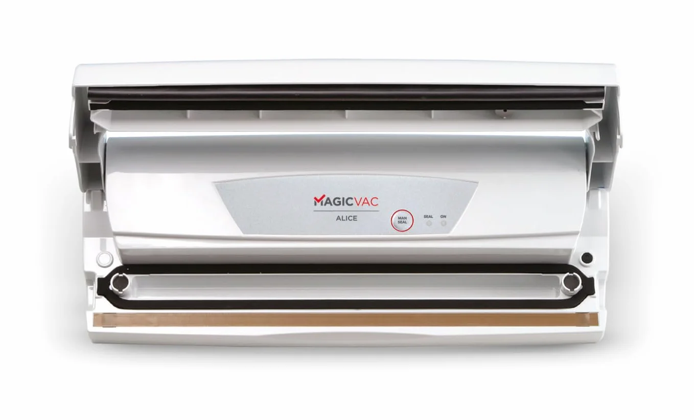 Magic Vac Alice, Máquina Envasadora al Vacío Multifunción para Bolsas al Vacío y Contenedores, con Doble Filtro y Kit de Envasado al Vacío, Sistema Patentado Made in Italy, Color Blanco