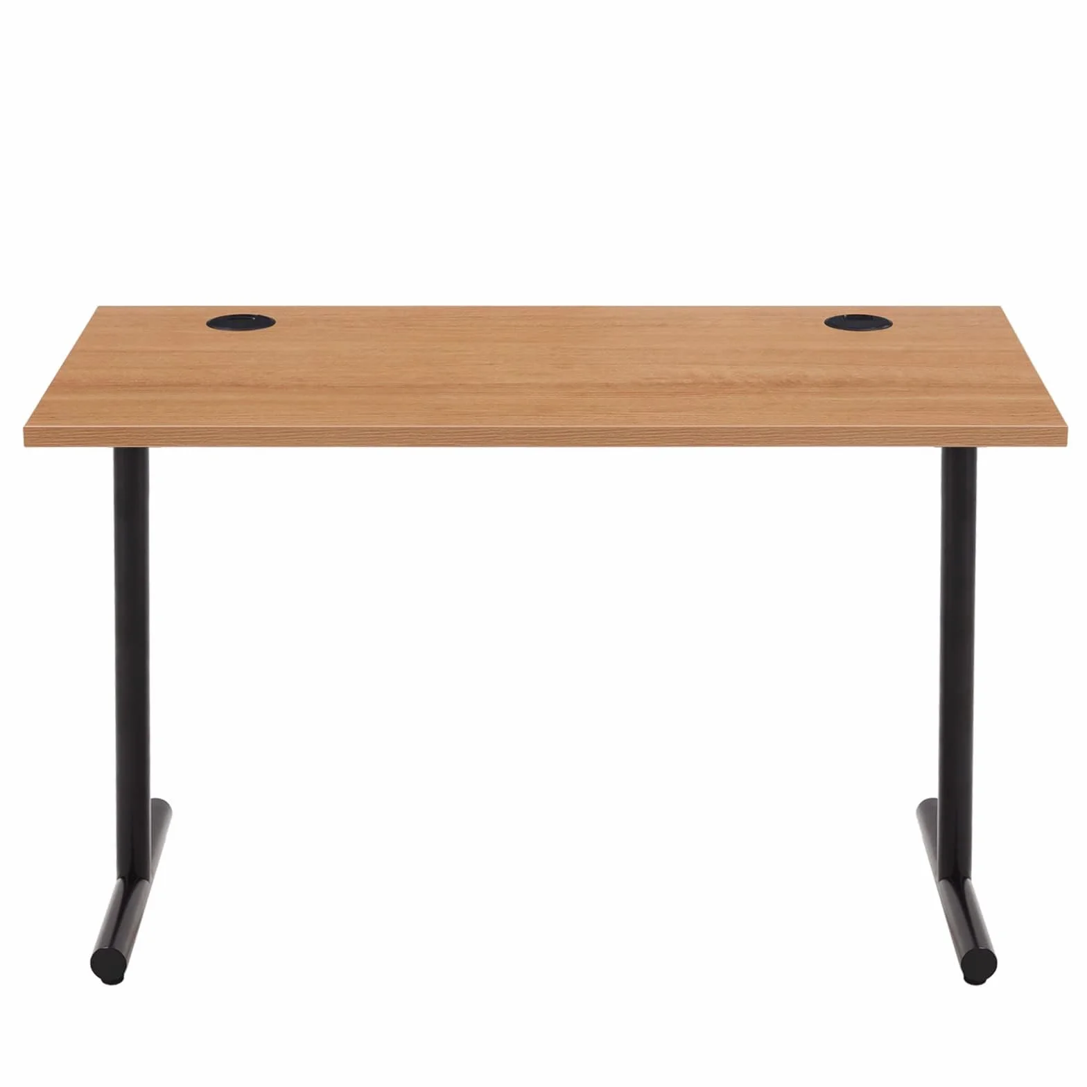 Amazon Basics Escritorio para Oficina en Casa, para Juegos, para Ordenador con Control de Cables, Tablero Grueso de 25mm, Moderno y Sencillo de Montar, Marco Negro, Roble, 120 x 60 x 73,6cm