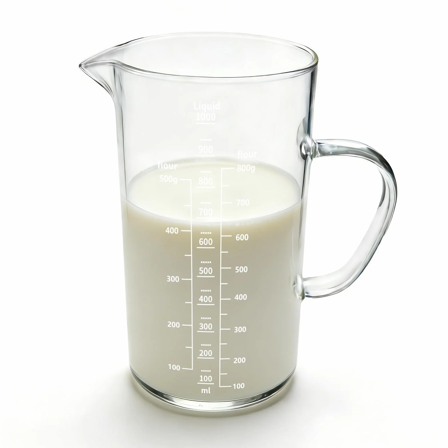 Vaso Batidora de Vidrio 1000ml Diámetro 9.5cm x H 17.5cm con Asa Resistente al Calor Apto para Lavavajillas
