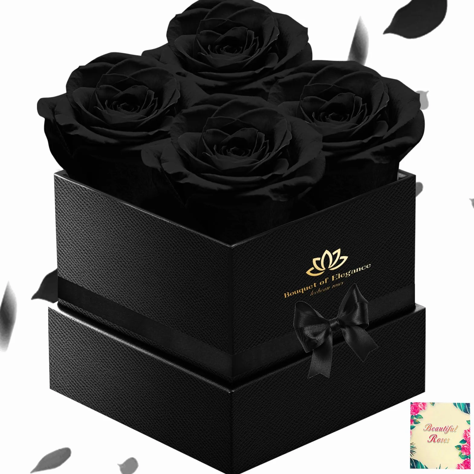 Black Forever Roses - Regalo de lujo para mujeres/hombres, ramo de flores frescas para novia, esposa, mamá, aniversario, día de San Valentín, boda, graduación, Navidad, cumpleaños, regalos únicos para