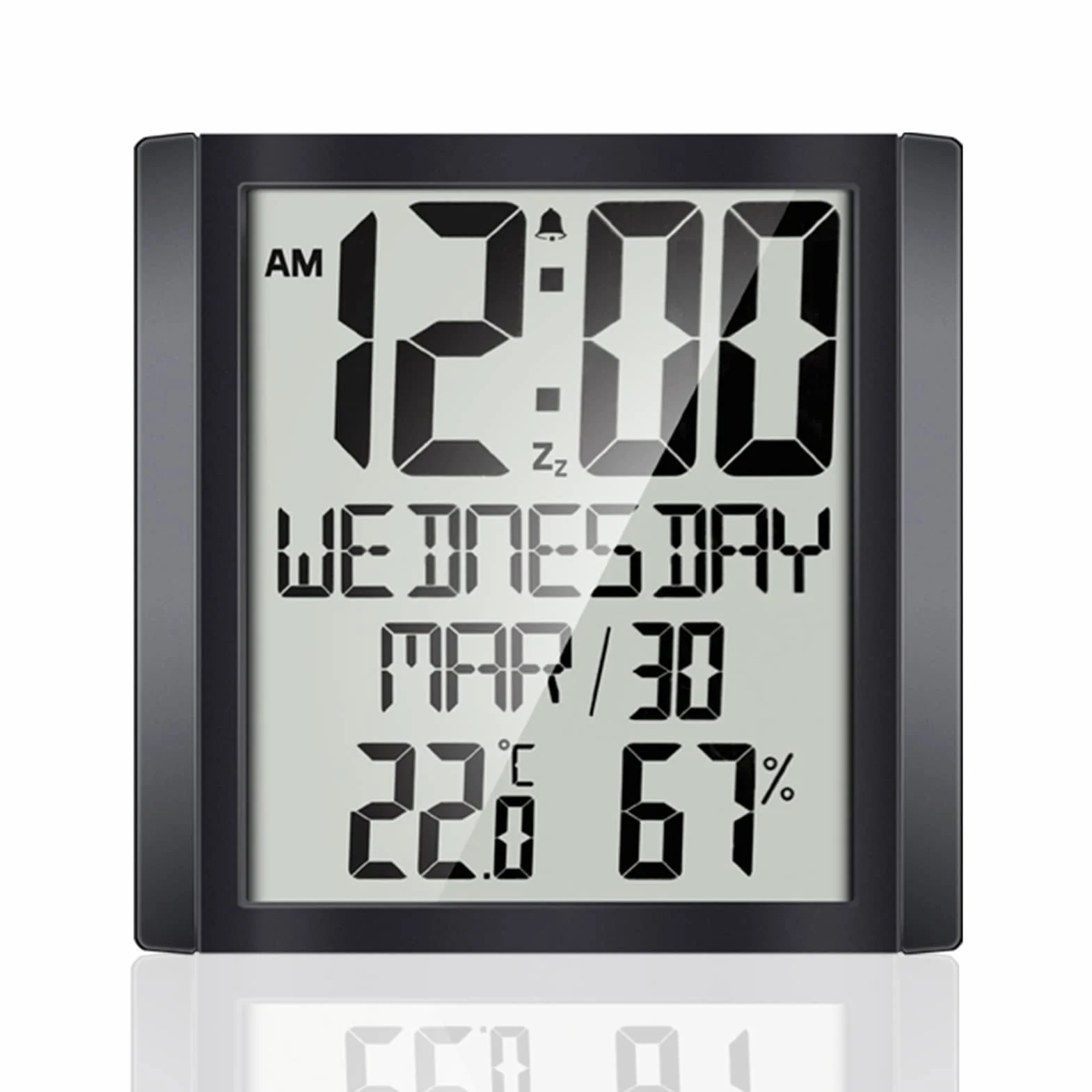 ThreeH Reloj Digital de Pared Reloj de Escritorio con Temperatura Humedad Fecha Semana Gran Pantalla Calendario Despertador a Pilas Mayores