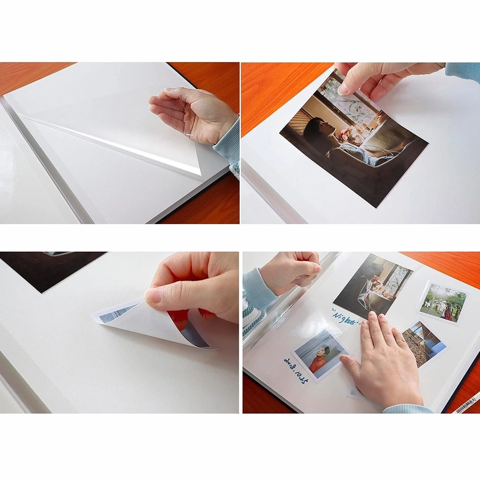 RAN Álbumes Álbum de Fotos Autoadhesivo, 40 páginas Blancas Página de autoajilla DIY Libro de Memoria de Viaje de álbum de álbum de DIY con Cubierta de Lino