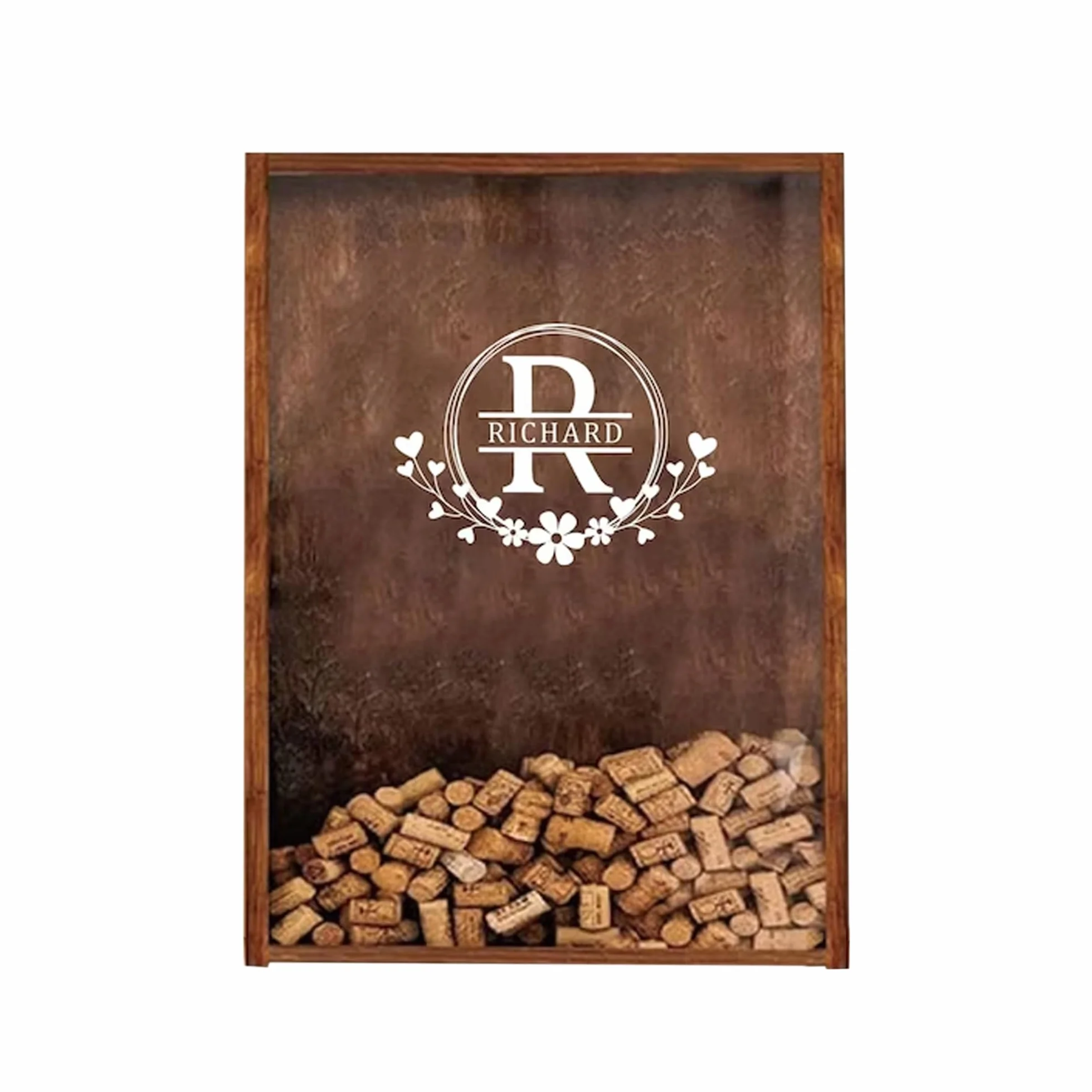 Caja de corcho personalizada para colgar, decoración de vino, caja de sombra de madera, regalo para inauguración de casa, decoración del hogar