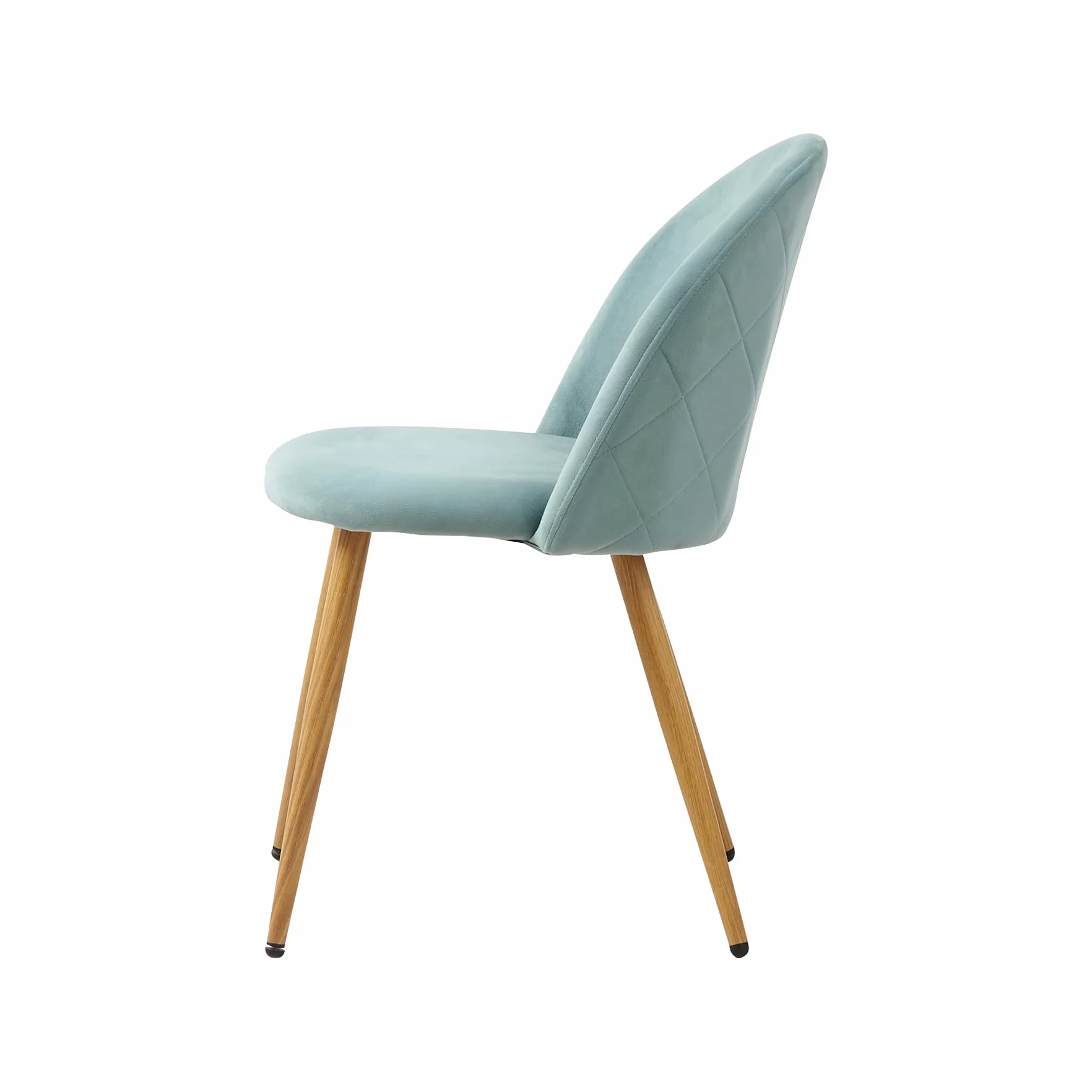 Juego de 4 Sillas de Comedor Tapizadas de Terciopelo con Patas de Metal Ajustables (Verde+Rosa)