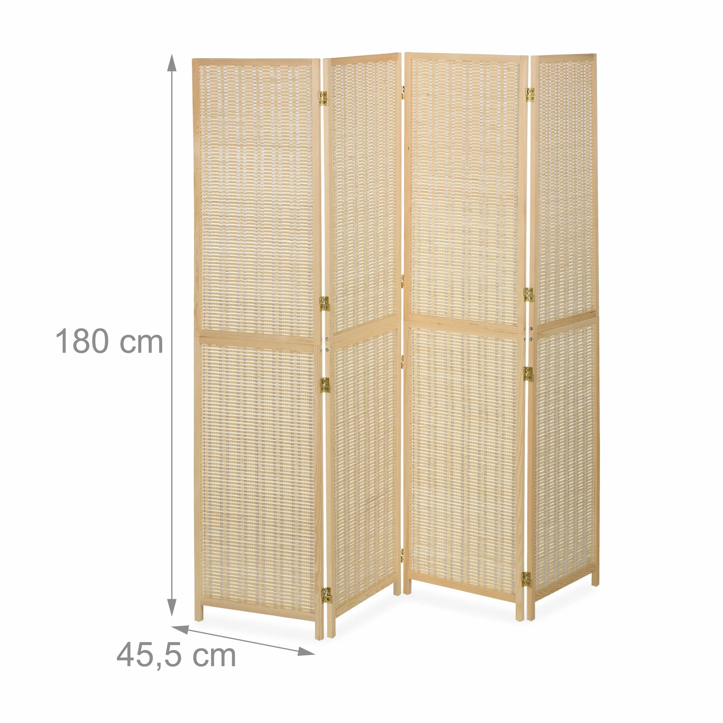 Relaxdays Biombo Bambú 4 Paneles Paraván Plegable 180x182 cm Madera Natural