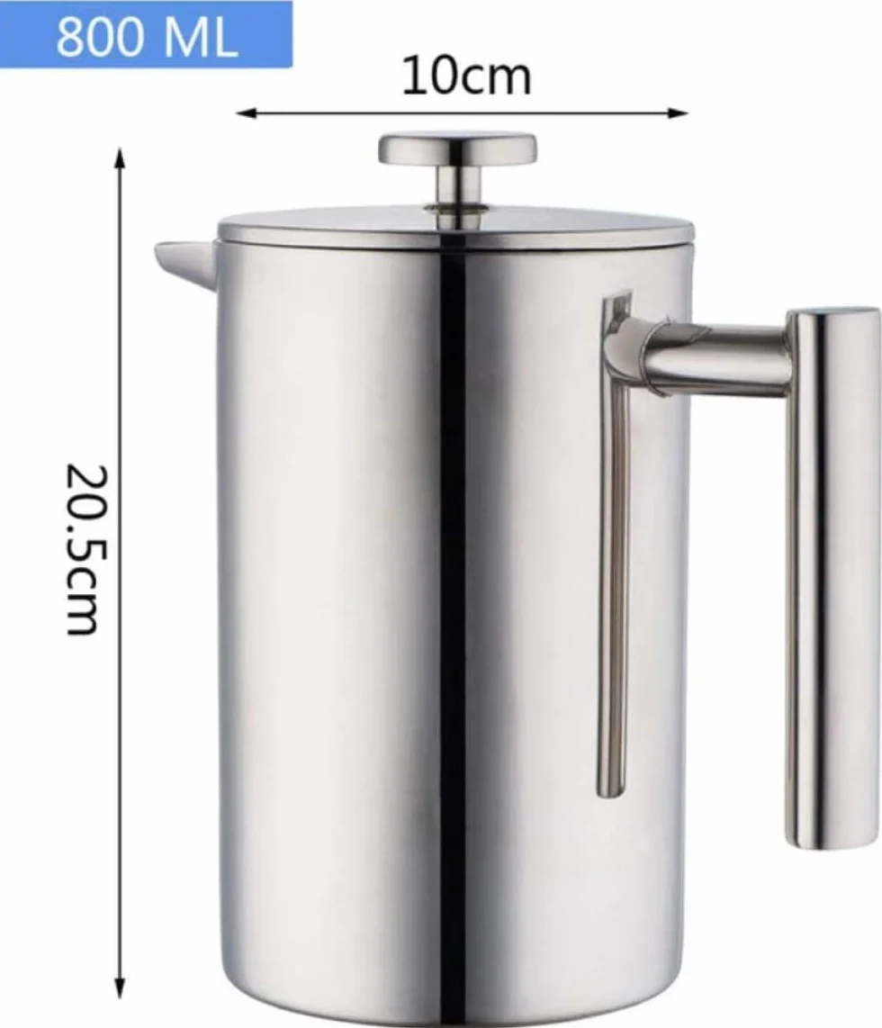 zaizai Termo de Acero Inoxidable 18/10 Resistente para café, Bebida, Prensa Francesa, cafetera de té de Doble Pared, 1000 ml