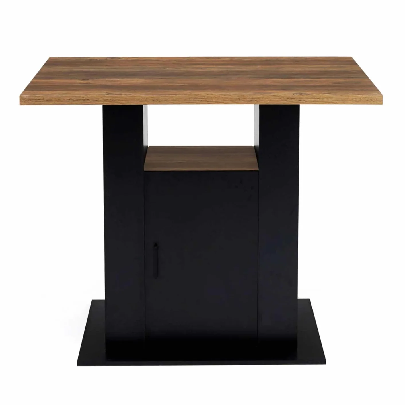 IDMarket - Ilot central UGO 110 cm madera negra y efecto madera oscura HAWKINS con almacenamiento