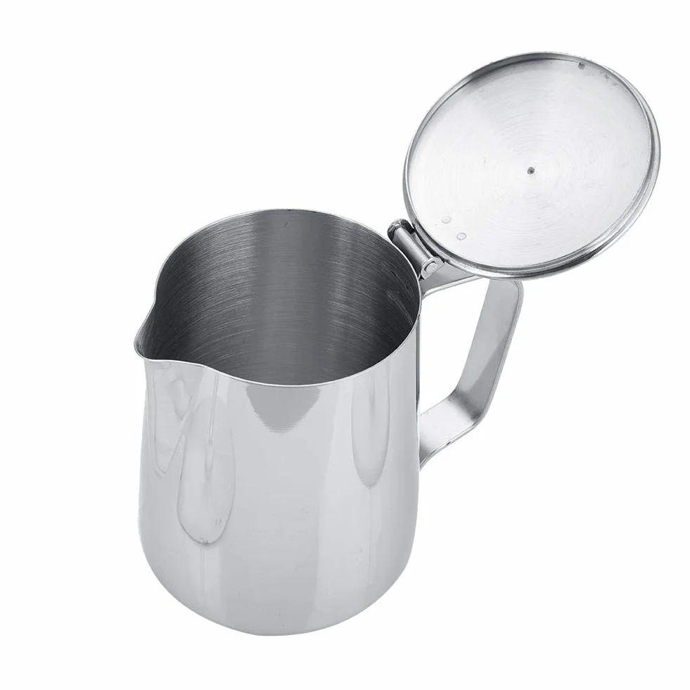 Jarra de Acero Inoxidable para Latte Coffee Art con Tapa y Asa 350mL