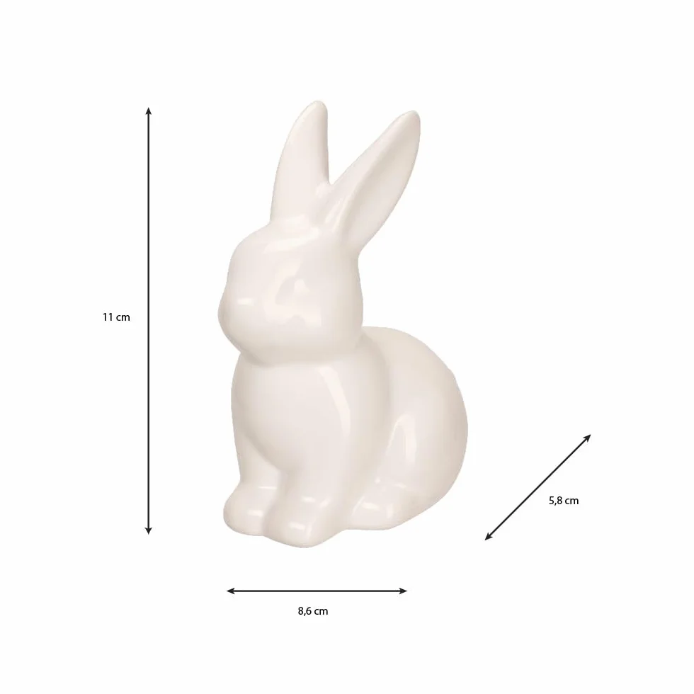 Figura decorativa conejo Pascua blanco brillante dolomita 2 unidades
