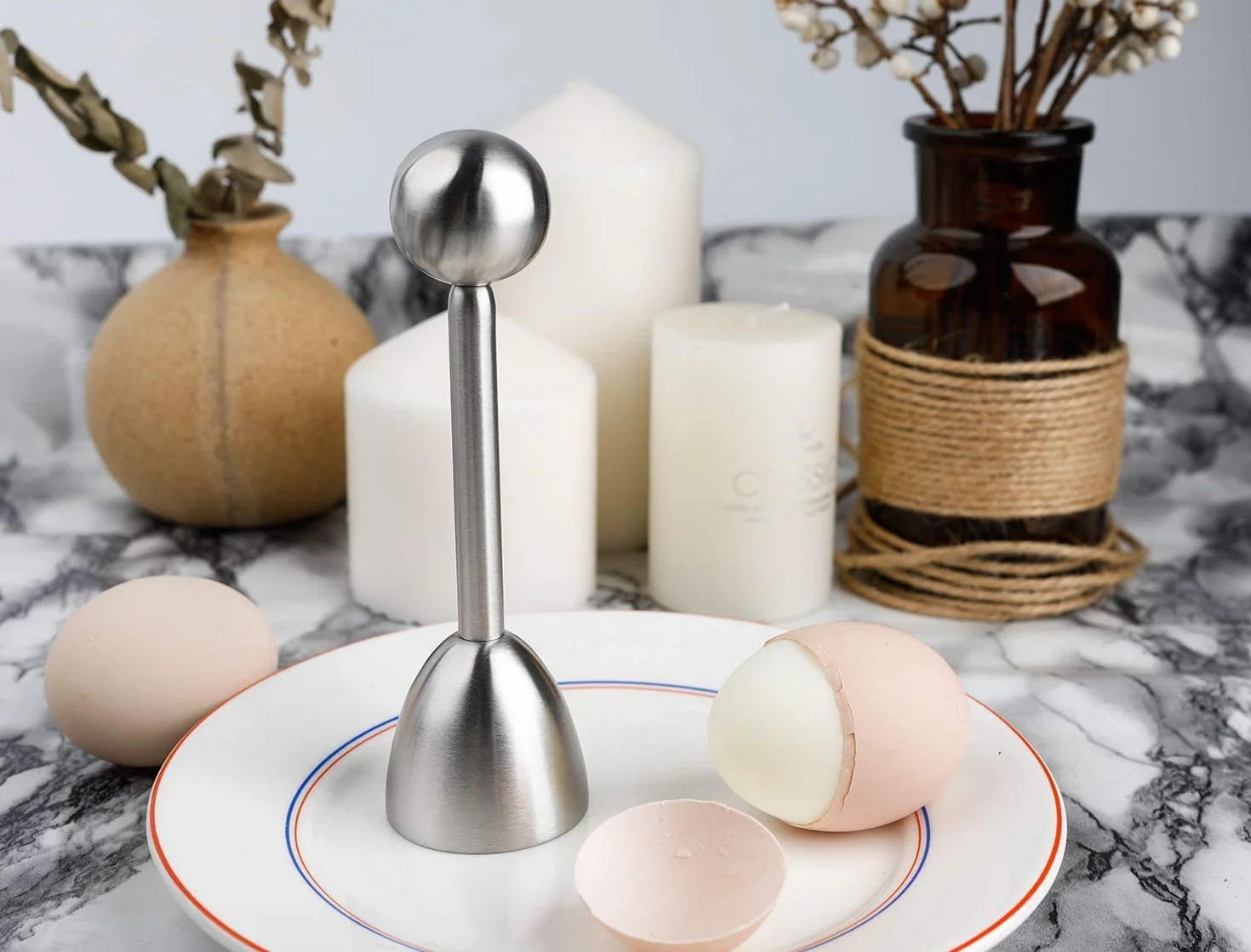 Stainless Steel Egg Cracker Topper Separator Cortador