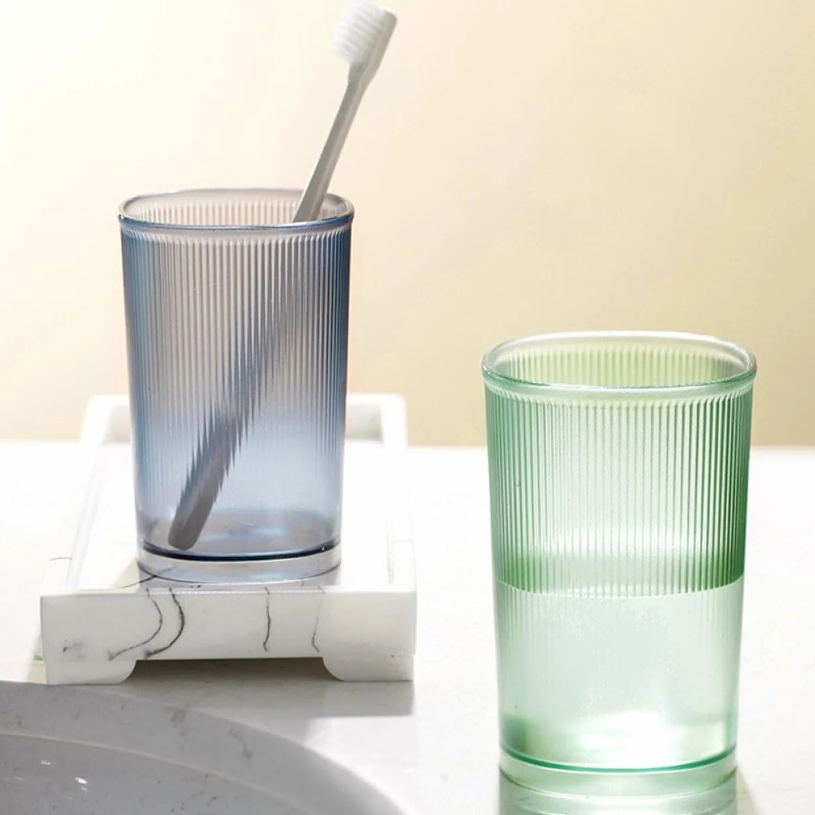 Vasos para Cepillos de Dientes 500ml, Pet Resistente, Apilable, Acabado Mate, 3 Piezas
