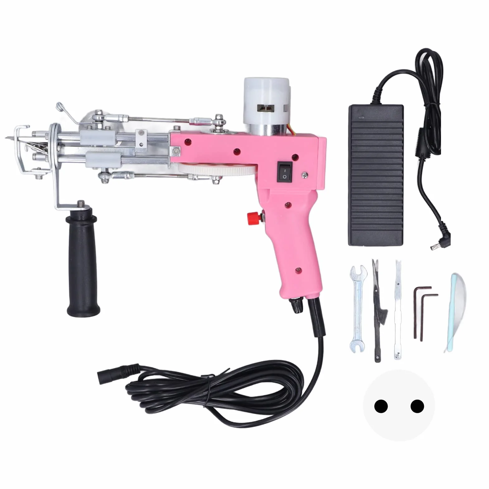 Máquina para Hacer Mechones de Alfombras Máquina Eléctrica para Pistola de Alfombras 2 en 1 Flexibilidad Dos Modos de Conmutación para Tejer (Enchufe de la UE)