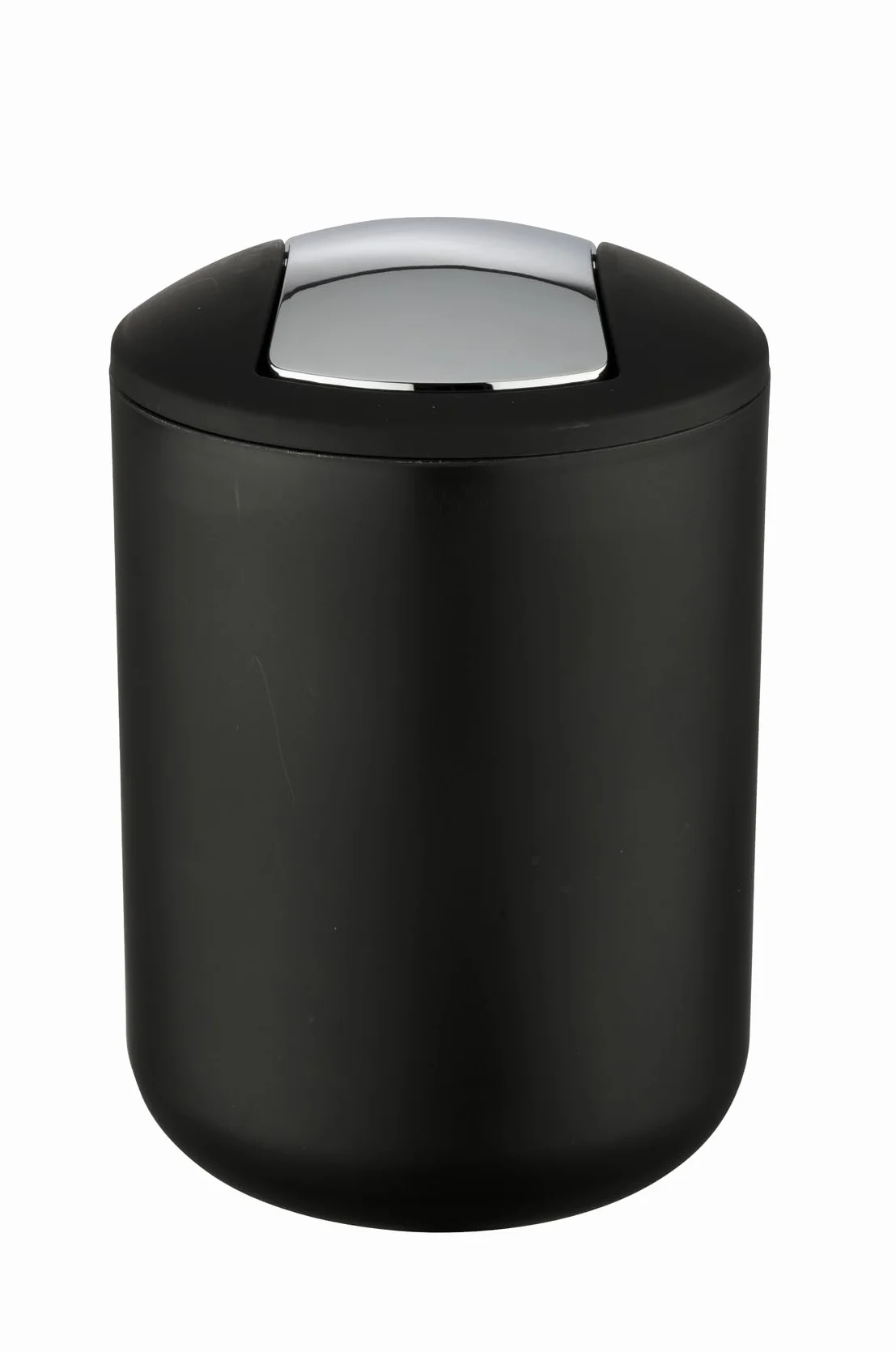 Wenko Papelera Brasil S, 2 litros, con tapa abatible, plástico irrompible sin BPA, Ø 14 x 21 cm, negra