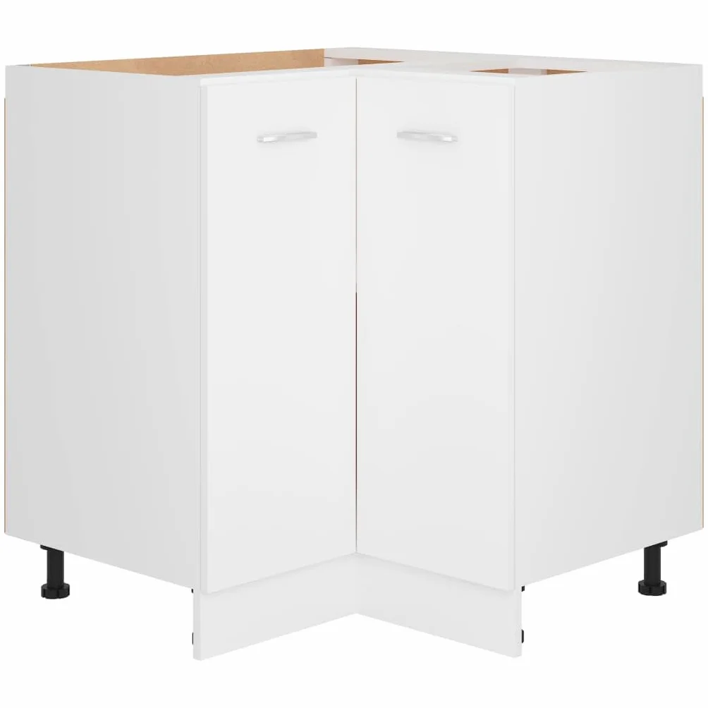 vidaXL Mueble de Esquina Lyon, 75,5x75,5x81,5 cm, Madera de ingeniería, Blanco, Almacenamiento baño & Cocina, Gabinete bajo Fregadero, Montable en Pared, Organizador hogar