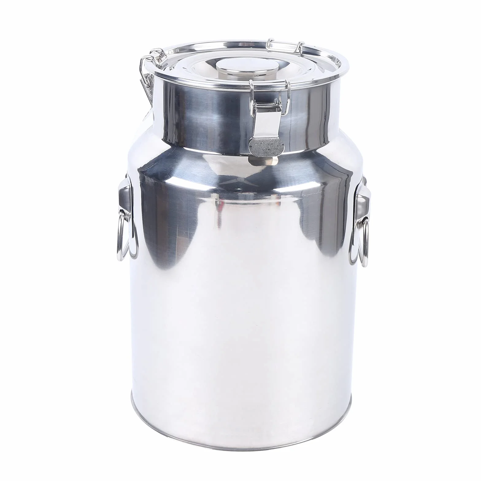 Jarra de leche de acero inoxidable de 18 litros con tapa y asa de transporte, tapa a prueba de fugas para el almacenamiento de agua/leche/vino/queso/crema/harina/aceite/ghee y alimentos secos