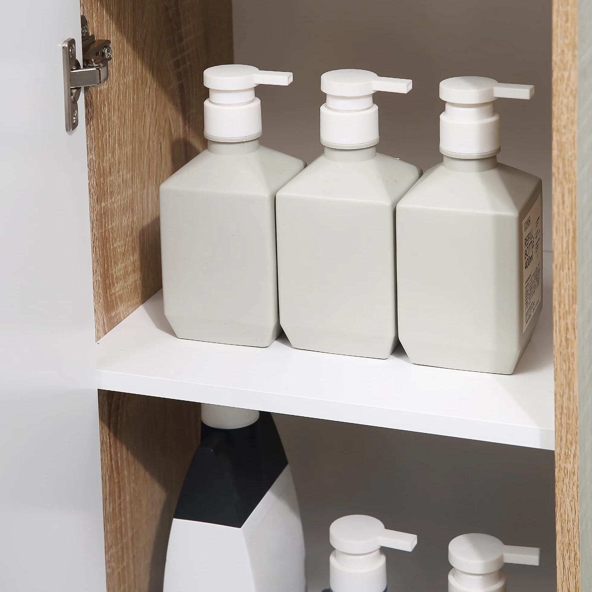 kleankin Armario Auxiliar de Baño con 1 Cajón y 1 Puerta Mueble Auxiliar de Baño para Salón Aseo Dormitorio Estilo Moderno Antivuelco 32,6x30x90 cm Blanco y Natural