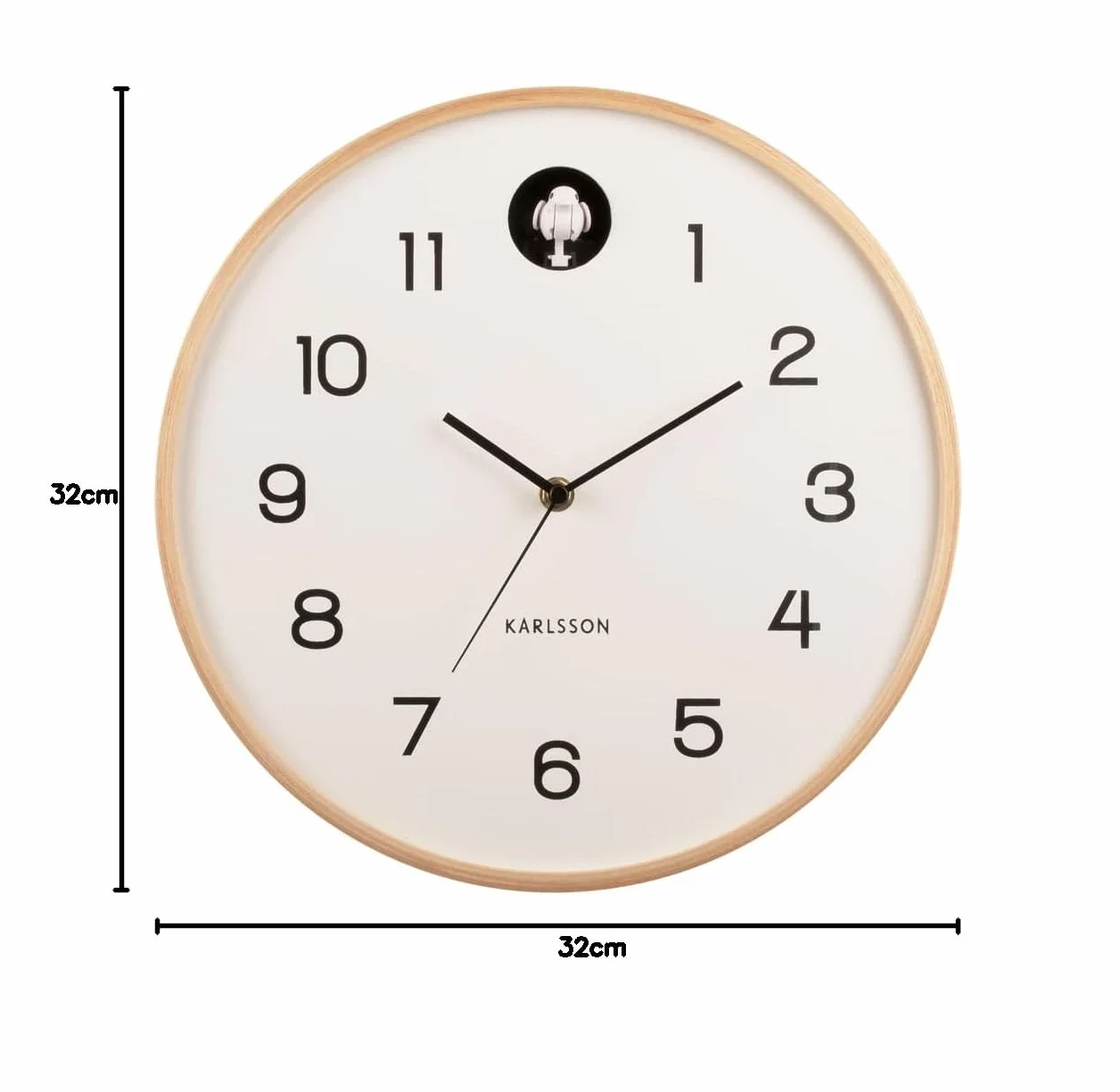 Karlsson [SA2023/12] Cuckoo - Reloj de Pared de Madera de Abedul Natural, Color Blanco