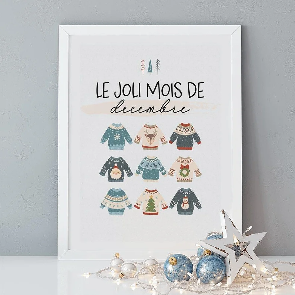 Declea Home Decor Póster con marco navideño, ideal para decorar las paredes de casa - Impresión de alta calidad, decoración de Navidad para colgar, idea de regalo