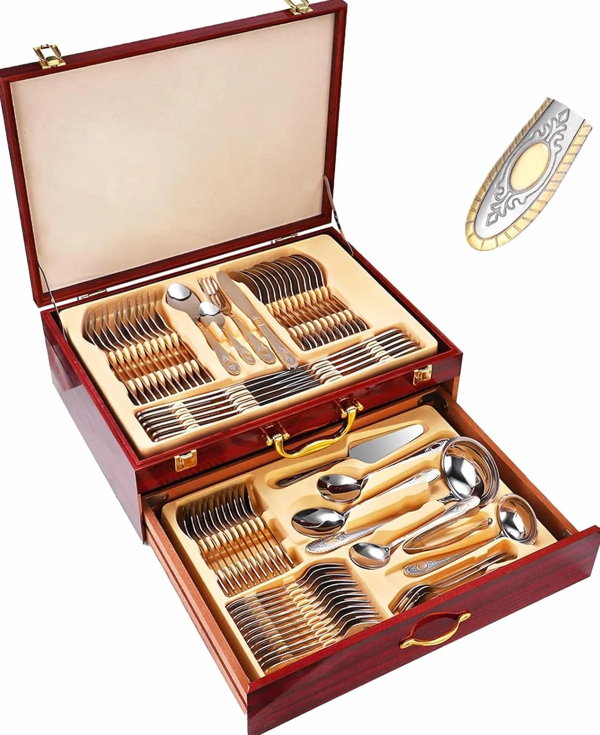 Juego De Cubiertos De Acero Inoxidable De 72 Piezas para 12 Personas: Cubiertos De Primera Calidad con Tenedores Y Cucharas, Vajilla Elegante En Estuche De Regalo, Ideal Mirror