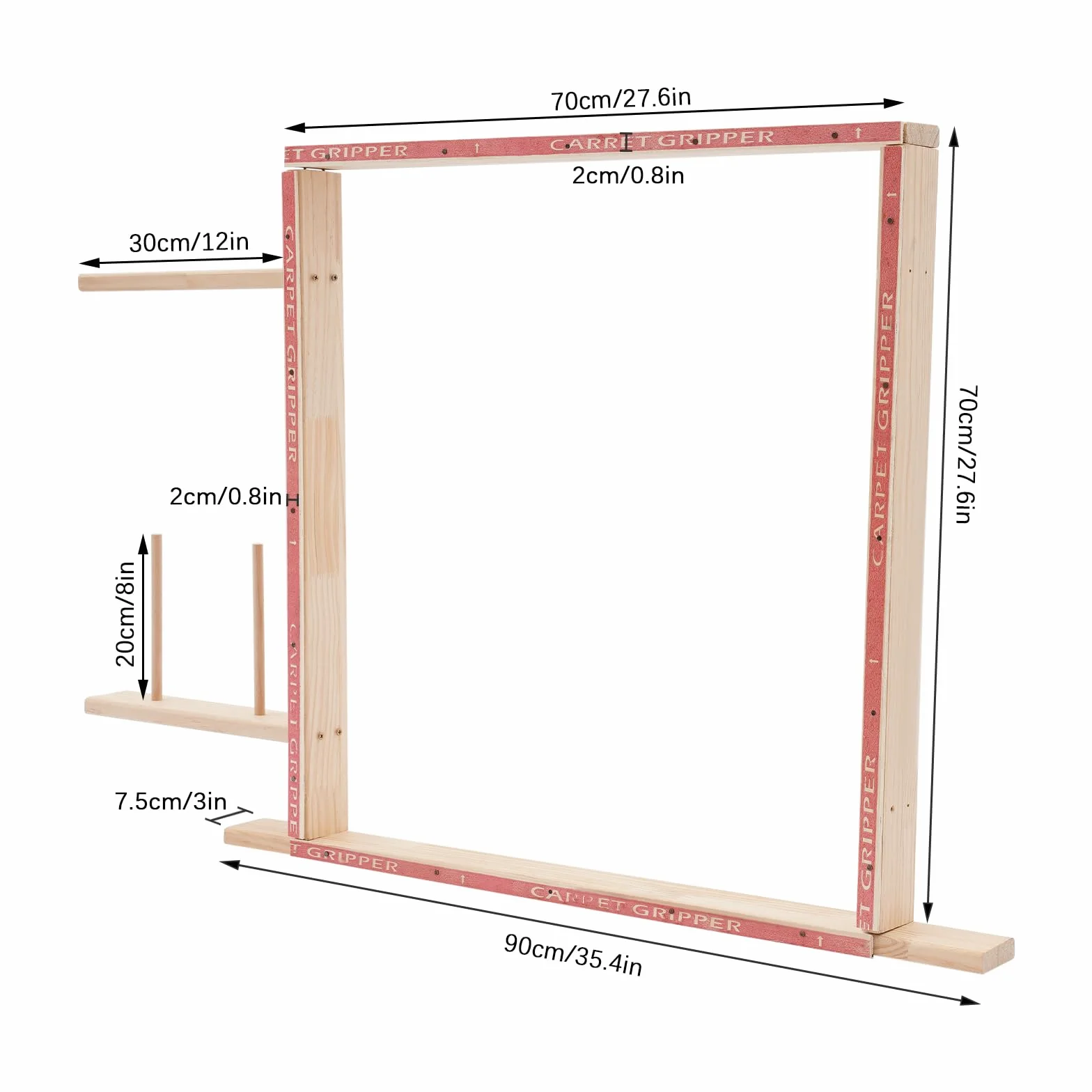 innytund Tufting Frame, 27.6in HolzTeppich Herstellung Rack Kit Teppich Tuft Stand mit 2* G Klemmmmen und 6* L-förmige Eckcodes, DIY Craft Making Rahmen Kit für Tapestry Nähen und Tufting Tuch Stand